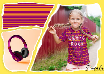 zauberhaftes Spielzeugdesign und farbenfrohes Musterdesign T-Shirt Let's Rock Simsala Design